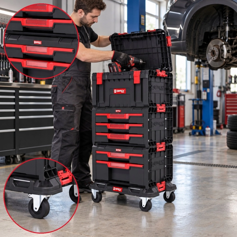 ZESTAW SKRZYNEK NARZĘDZIOWYCH QBRICK PRO SET2 3W1 TOOLBOX SZUFLADY