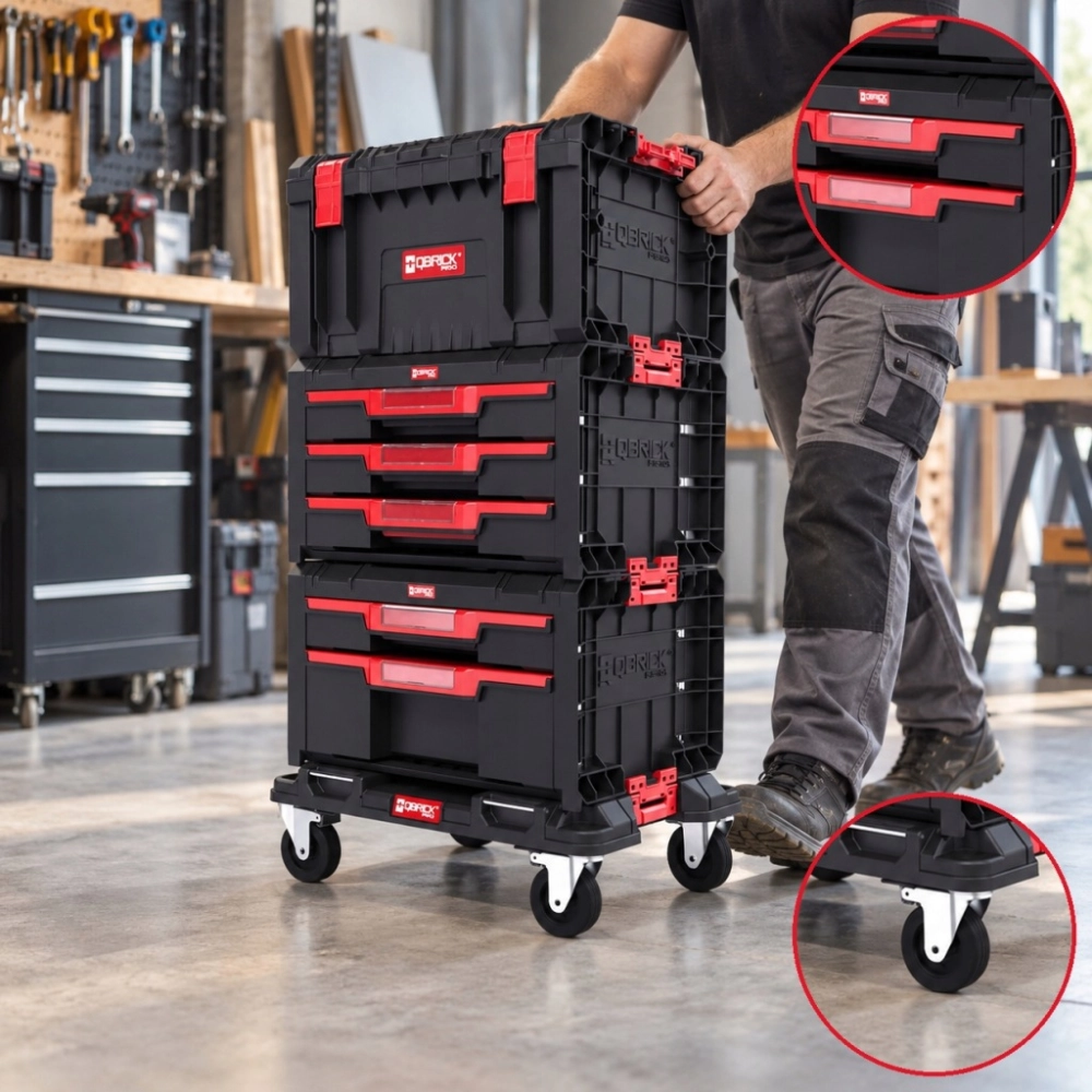 ZESTAW SKRZYNEK NARZĘDZIOWYCH QBRICK PRO SET2 3W1 TOOLBOX SZUFLADY
