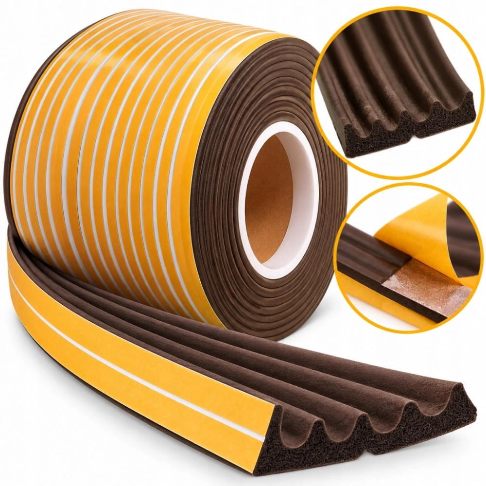 SAMOPRZYLEPNA USZCZELKA DO DRZWI DRZWIOWA OKIENNA ROLKA EPDM E 150m BRĄZOWA