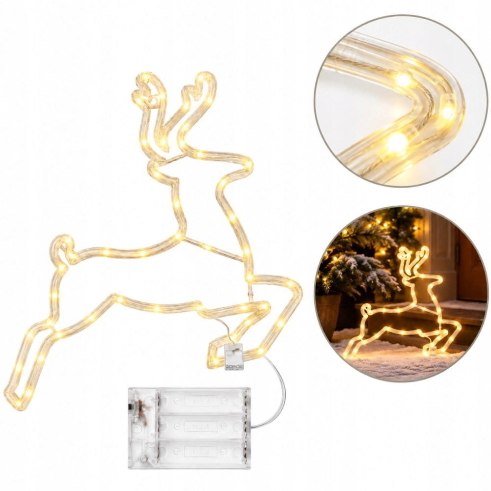 RENIFER ŚWIĄTECZNY 43 LED 46 CM BIAŁY CIEPŁY ŚWIECĄCA DEKORACJA