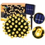 GIRLANDA LAMPKI CHOINKOWE ŚWIĄTECZNE SOLARNE 50 LED ZEWNĘTRZNE 7,5 M BIAŁE