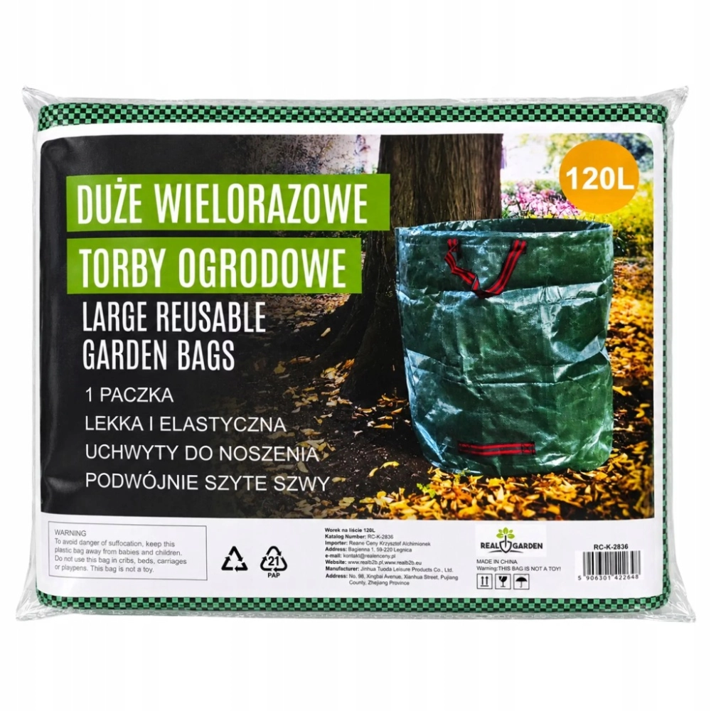 WOREK OGRODOWY 120 L TORBA POJEMNIK NA LIŚCIE TRAWĘ