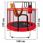 TRAMPOLINA DLA DZIECI 140 CM OGRODOWA DOMOWA KOSZ HAMAK WOREK PIŁKI