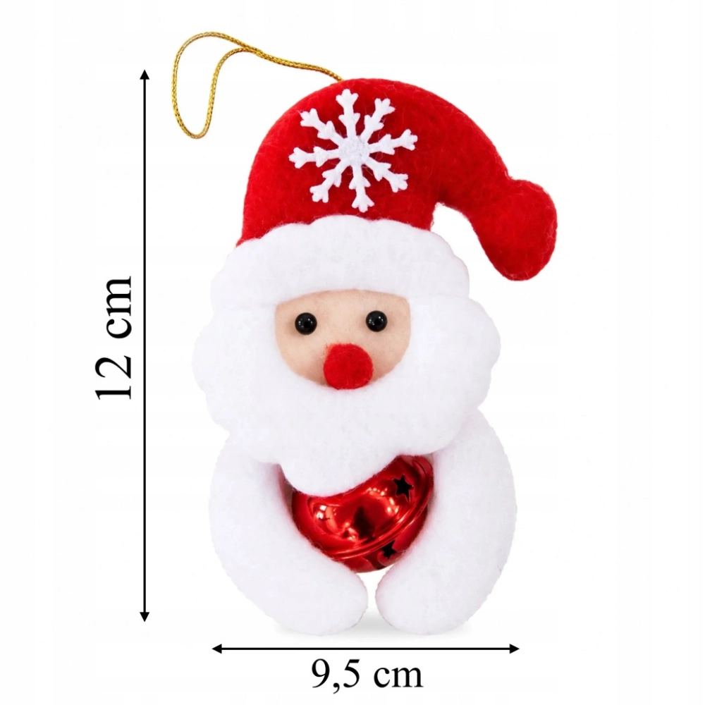 ZAWIESZKA ŚWIĄTECZNA MIKOŁAJ 12 CM Z DZWONECZKIEM OZDOBA NA CHOINKĘ