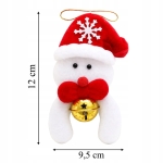 ZAWIESZKA ŚWIĄTECZNA BAŁWANEK 12 CM Z DZWONECZKIEM OZDOBA NA CHOINKĘ