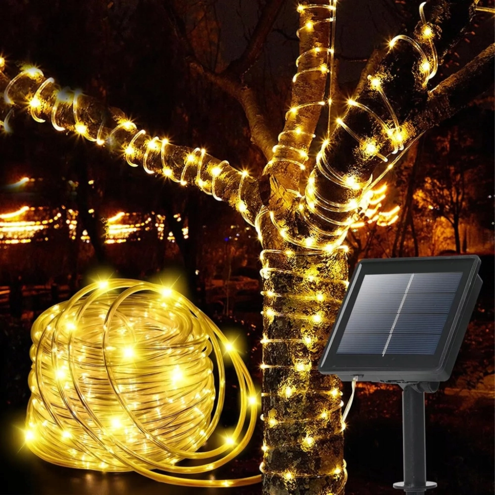 ŁAŃCUCH ŚWIETLNY GIRLANDA SOLARNA LED ŚWIĄTECZNA 12 M 8 TRYBÓW BIAŁA CIEPŁA