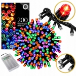 LAMPKI ŚWIĄTECZNE 200 LED CHOINKOWE SZNUR 20 M WIELOKOLOROWE RGB
