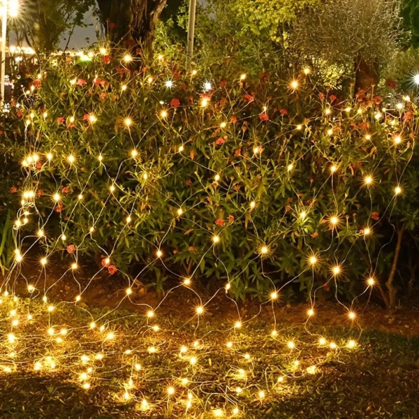 KURTYNA ŚWIETLNA LAMPKI 144 LED ŚWIĘTA BIAŁE CIEPŁE 2X2 M 8 TRYBÓW