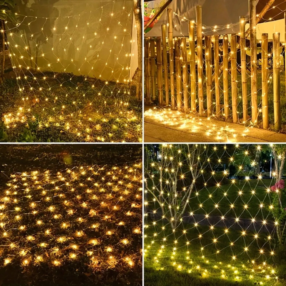 KURTYNA ŚWIETLNA LAMPKI 144 LED ŚWIĘTA BIAŁE CIEPŁE 2X2 M 8 TRYBÓW