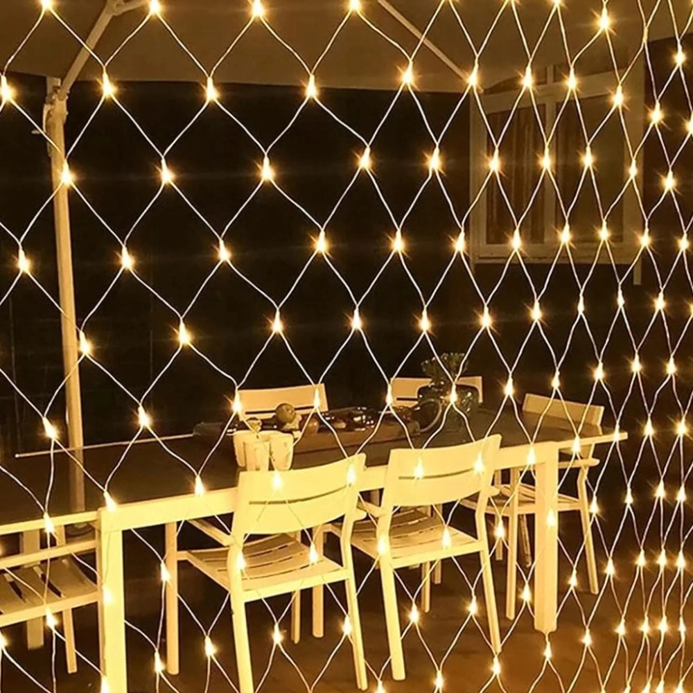 KURTYNA ŚWIETLNA LAMPKI 144 LED ŚWIĘTA BIAŁE CIEPŁE 2X2 M 8 TRYBÓW