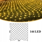 KURTYNA ŚWIETLNA LAMPKI 144 LED ŚWIĘTA BIAŁE CIEPŁE 2X2 M 8 TRYBÓW
