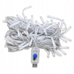 KURTYNA ŚWIETLNA LAMPKI CHOINKOWE SOPLE 96 LED BIAŁA CIEPŁA USB 3,5 M