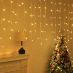 KURTYNA ŚWIETLNA LAMPKI CHOINKOWE SOPLE 96 LED BIAŁA CIEPŁA USB 3,5 M