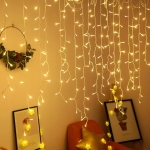 KURTYNA ŚWIETLNA LAMPKI CHOINKOWE SOPLE 96 LED BIAŁA CIEPŁA USB 3,5 M