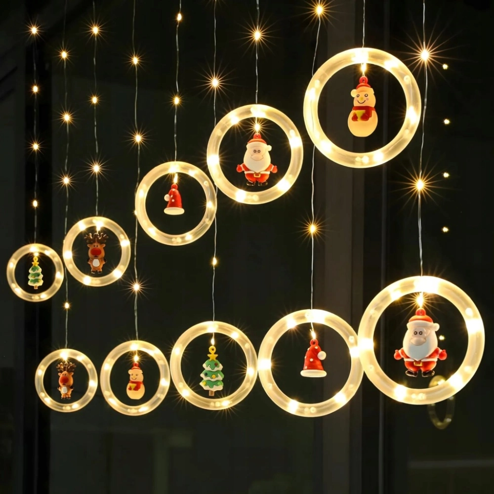KURTYNA ŚWIETLNA 110 LED KÓŁKA Z FIGURKAMI 10 SZT 8 TRYBÓW LAMPKI