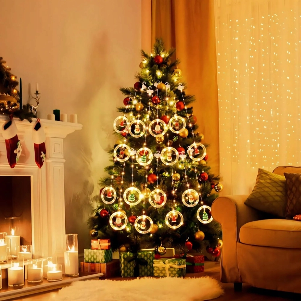KURTYNA ŚWIETLNA 110 LED KÓŁKA Z FIGURKAMI 10 SZT 8 TRYBÓW LAMPKI