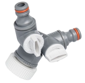 VERTEILER-T-ROHR MIT ZWEI VENTILEN 1 '/ 3/4' GW