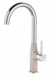 SPÜLENBATTERIE STEHEN MIT AUSGUSS U BEIGE / SILBER