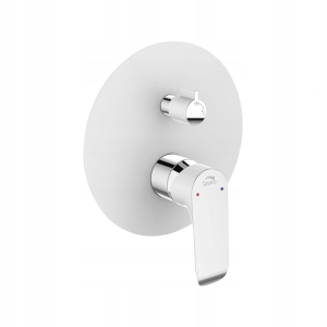 DUSCHBATTERIE, SCHALTER, WEISS / SILBER