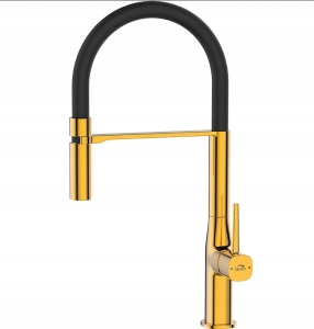 WASCHBATTERIE MIT U-AUSGANG, GOLD / SCHWARZ