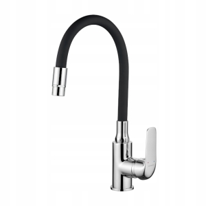 ELZA BATTERIEHAHN FLEXIBLER AUSLAUF CHROM SCHWARZ