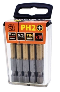 TITANIERTE KREUZENDSTÜCKE PH2 x 50 mm 10 Stück