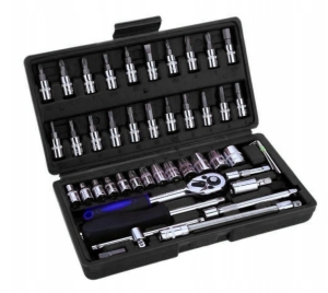 STECKSCHLÜSSEL IM KOFFER 46 ST. 1/4 '' + BITS
