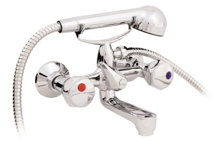 BADEZIMMER WAND BATTERIE BADEWANNE DUSCHE CHROM