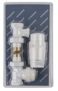 GERADES THERMOSTAT-BAUSATZ MIT VENTILEN WEIß