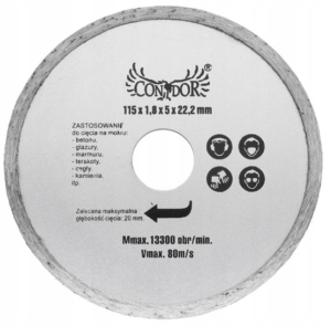 DIAMANTBLATT FÜR NASSSCHNITT FEST 115 mm