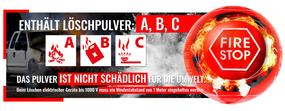 Feuerlöschkugel 4 KG - Pulver A B C - für Zuhause, Werkstatt, Auto-Pulverfeuerlöscher