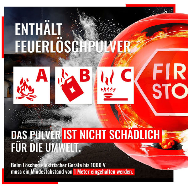 Feuerlöschkugel 4 KG - Pulver A B C - für Zuhause, Werkstatt, Auto-Pulverfeuerlöscher
